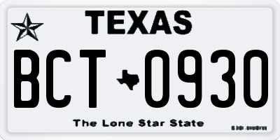 TX license plate BCT0930