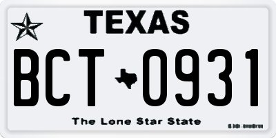 TX license plate BCT0931