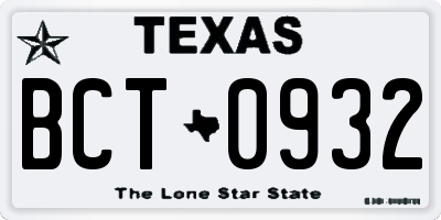 TX license plate BCT0932