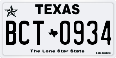 TX license plate BCT0934