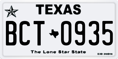 TX license plate BCT0935