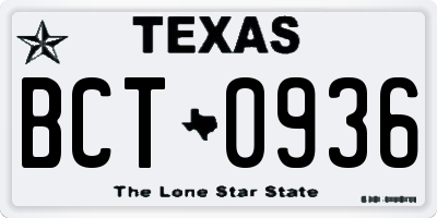 TX license plate BCT0936