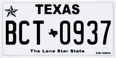 TX license plate BCT0937