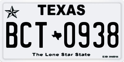 TX license plate BCT0938