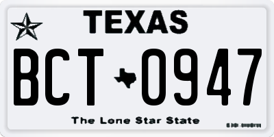 TX license plate BCT0947