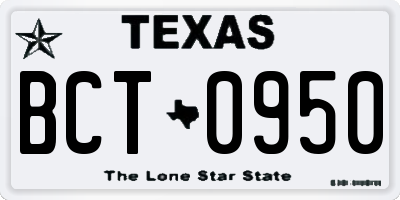 TX license plate BCT0950