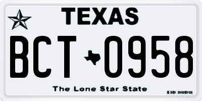 TX license plate BCT0958