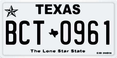 TX license plate BCT0961