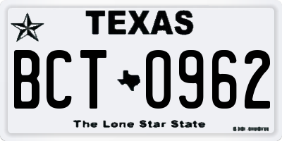 TX license plate BCT0962