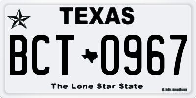 TX license plate BCT0967