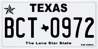 TX license plate BCT0972