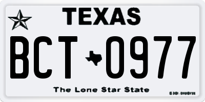 TX license plate BCT0977