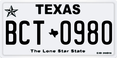 TX license plate BCT0980