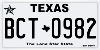 TX license plate BCT0982