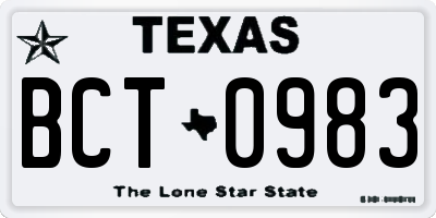 TX license plate BCT0983
