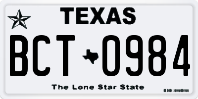 TX license plate BCT0984