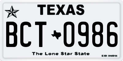TX license plate BCT0986