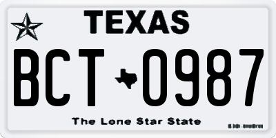 TX license plate BCT0987