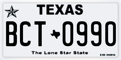 TX license plate BCT0990