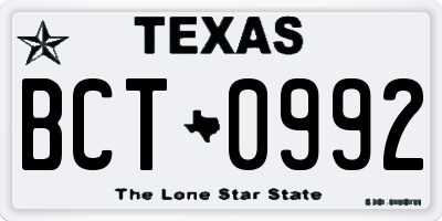TX license plate BCT0992