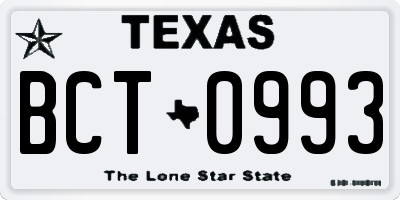 TX license plate BCT0993