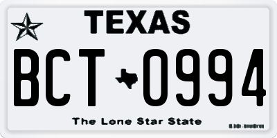 TX license plate BCT0994