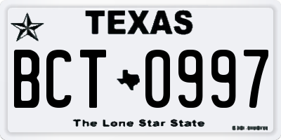 TX license plate BCT0997