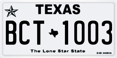TX license plate BCT1003