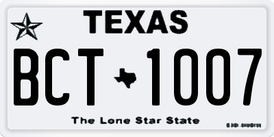 TX license plate BCT1007