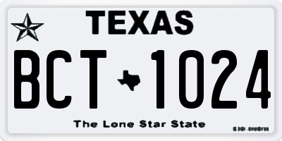TX license plate BCT1024
