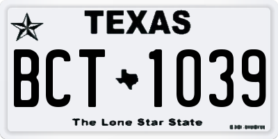 TX license plate BCT1039