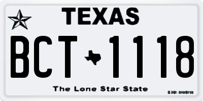 TX license plate BCT1118