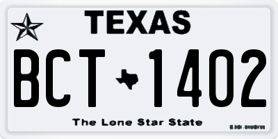 TX license plate BCT1402