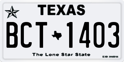 TX license plate BCT1403