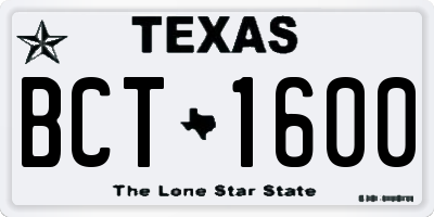 TX license plate BCT1600