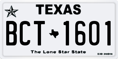 TX license plate BCT1601