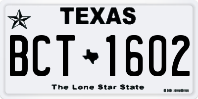 TX license plate BCT1602