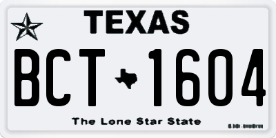 TX license plate BCT1604