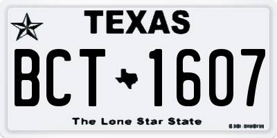 TX license plate BCT1607