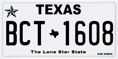 TX license plate BCT1608