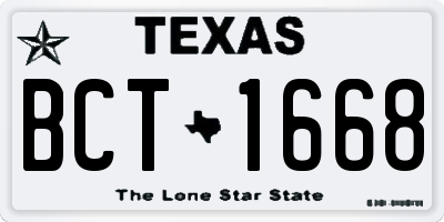 TX license plate BCT1668