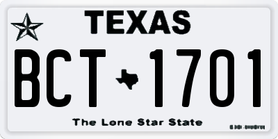 TX license plate BCT1701