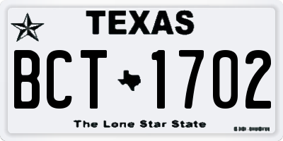 TX license plate BCT1702