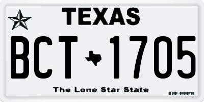 TX license plate BCT1705