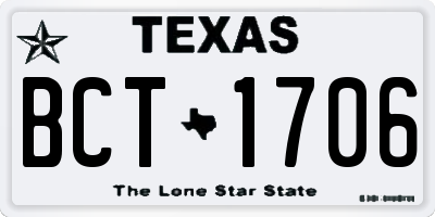 TX license plate BCT1706