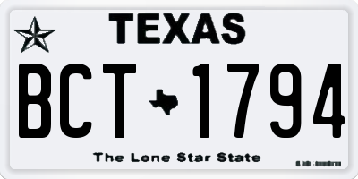 TX license plate BCT1794