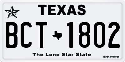 TX license plate BCT1802