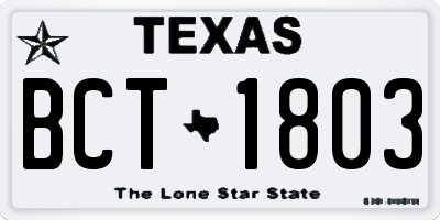 TX license plate BCT1803