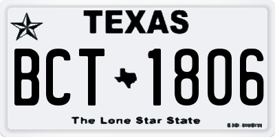 TX license plate BCT1806
