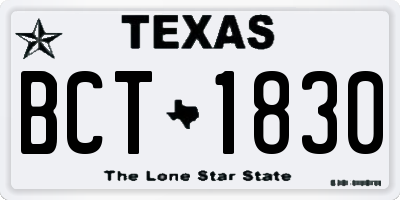 TX license plate BCT1830